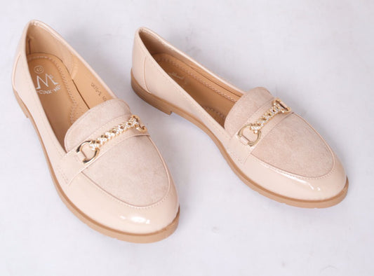 ‘Blondie’ Diamante Loafers in Cream
