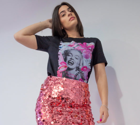 Marilyn Inspired Print Oversized T-Shirt In Black (KTBou Exclusive)