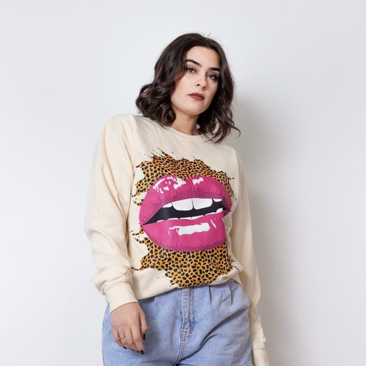 Luscious Lips’ KTBOU Exclusive Oversized Sweatshirt In Cream (Pre-order)