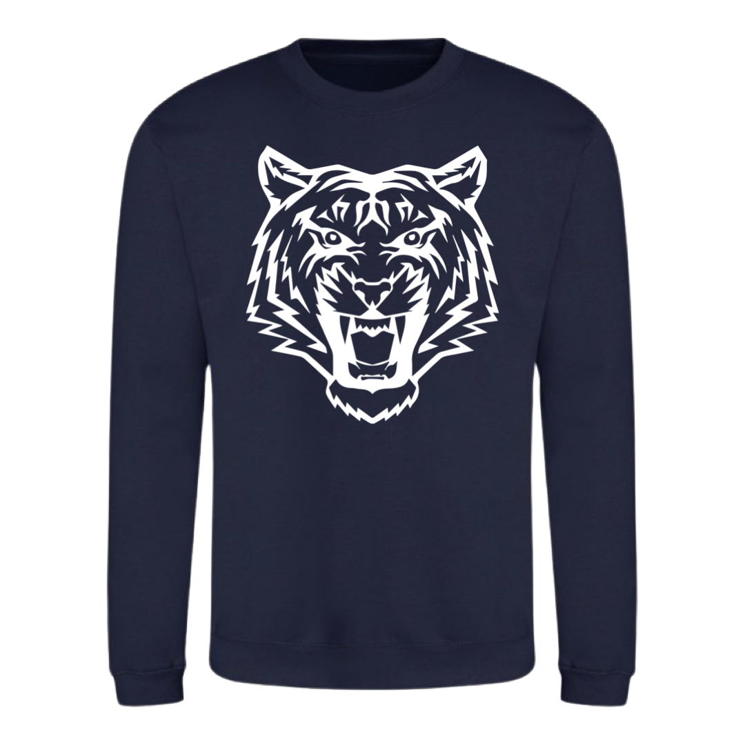 PRE-ORDER: Tiger Print Oversized Sweatshirt in Navy