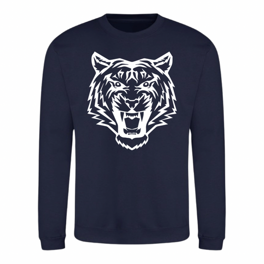 PRE-ORDER: Tiger Print Oversized Sweatshirt in Navy