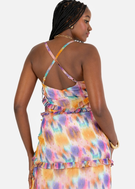 PRE-ORDER Multi Coloured Recycled Strappy Maxi Dress