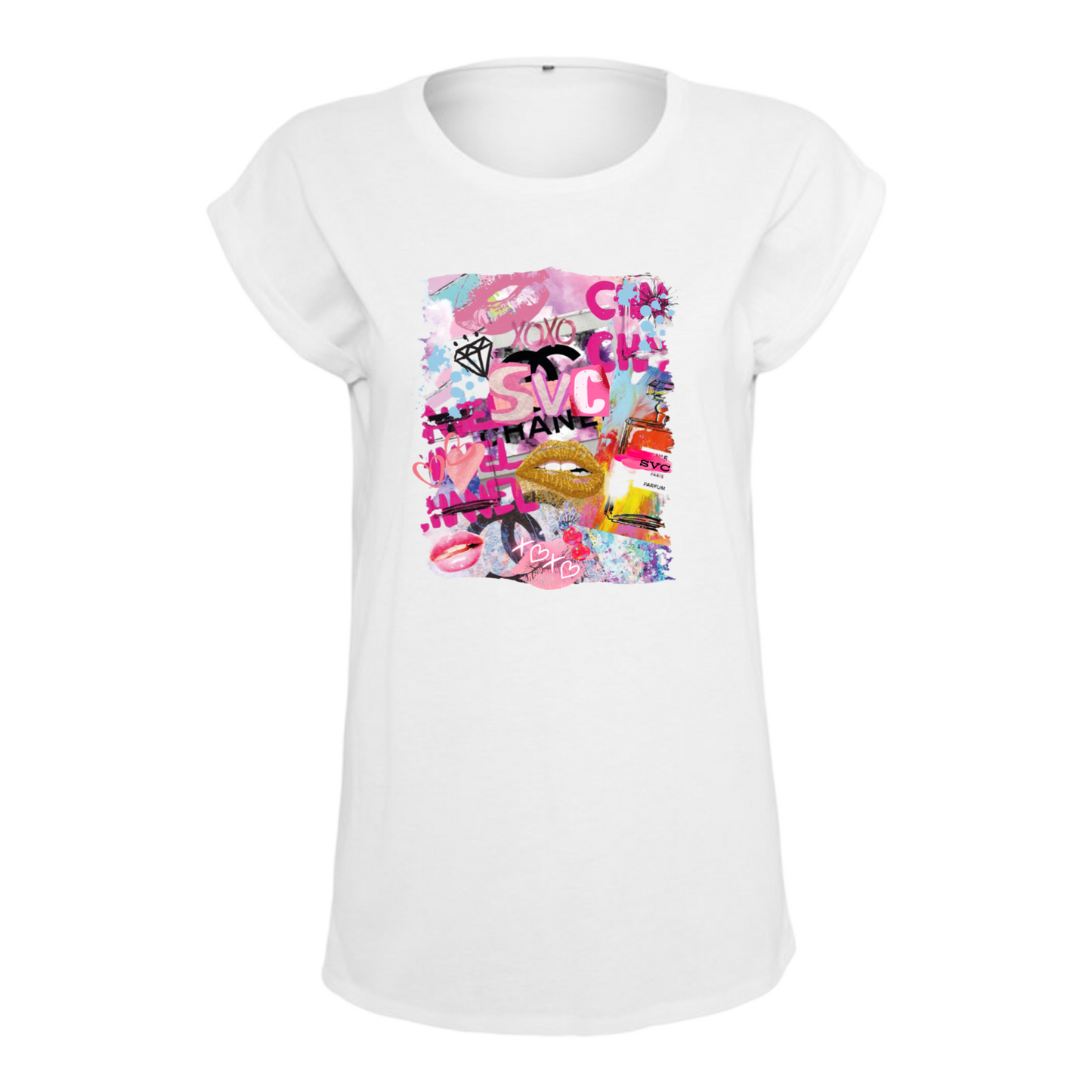 SVC Graffiti Print Capped Sleeve T-Shirt