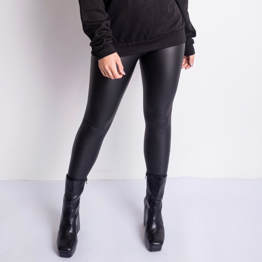 Black Faux Leather Stretch Leggings