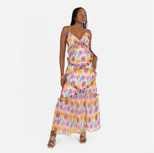 PRE-ORDER Multi Coloured Recycled Strappy Maxi Dress