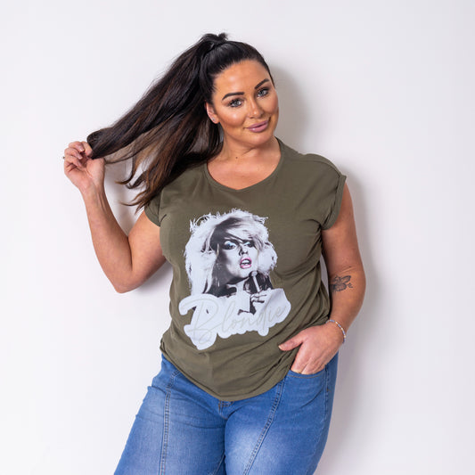Khaki Capped Sleeve Blondie T-Shirt (KTBOU EXCLUSIVE)