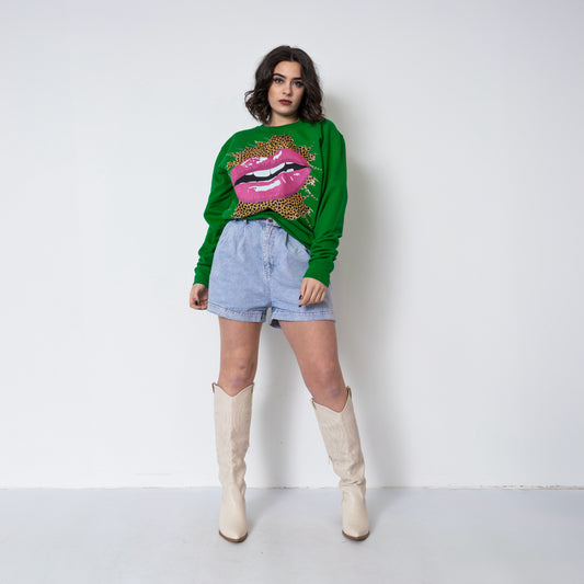 ‘Luscious Lips’ KTBOU Exclusive Oversized Sweatshirt In Kelly Green